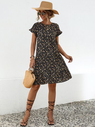 Women's ditsy floral frill dress - detail