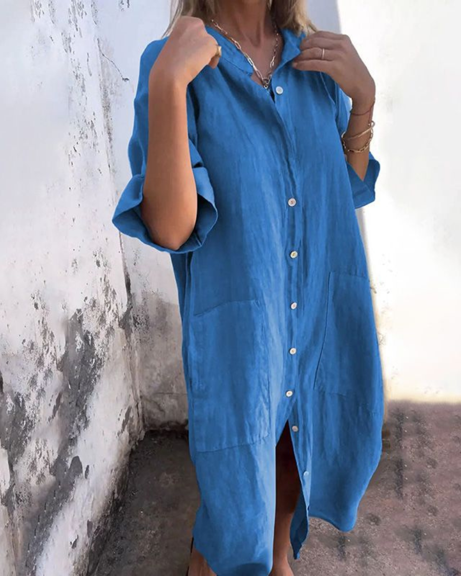 Women's Dress - Boho Shirt Dress in Black