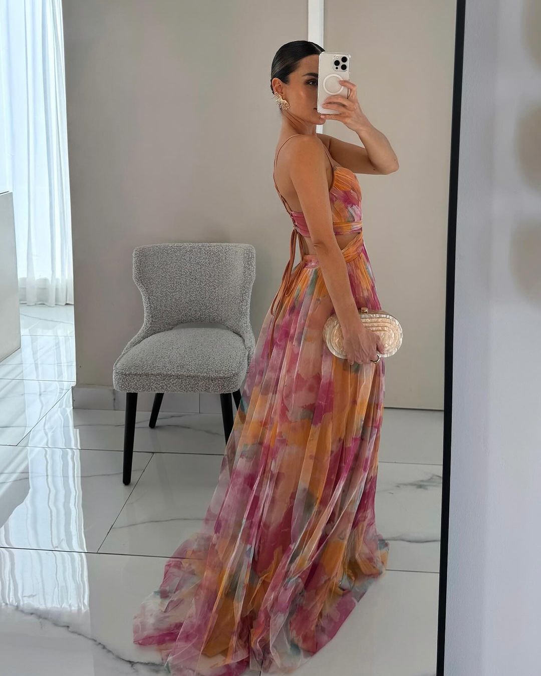 Women's Floral Print Maxi Dress – Lightweight Summer Style – back view