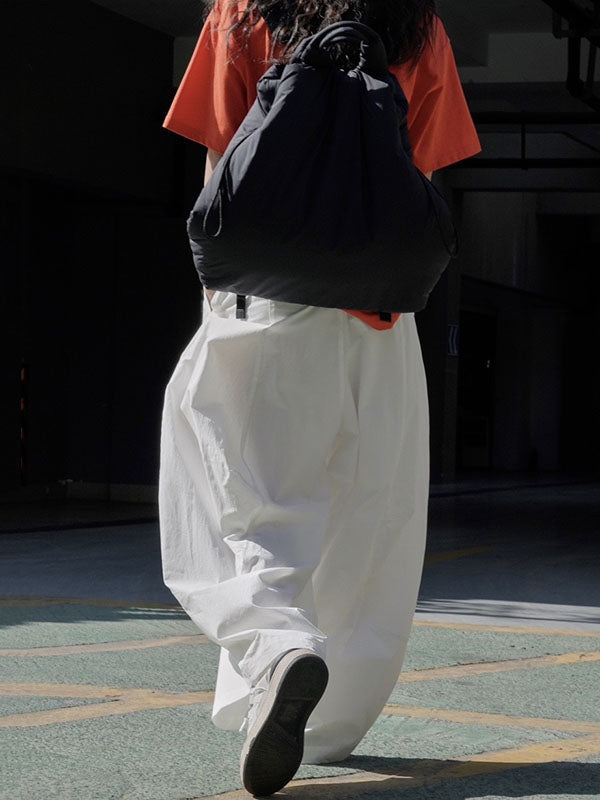 Wide-leg barrel trousers in cotton with curved knee seams