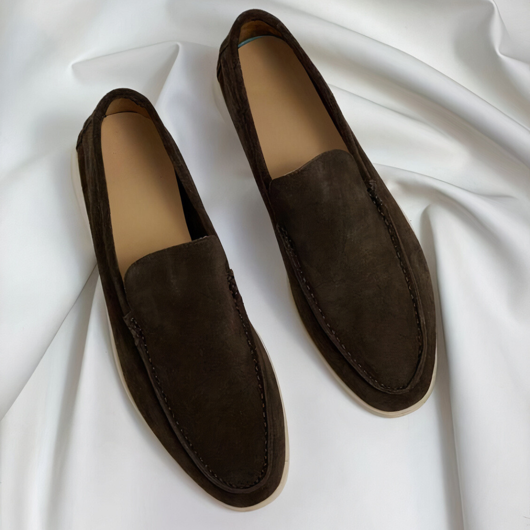 Men's Loafers - Vintage Leather Loafers in Donkerblauw