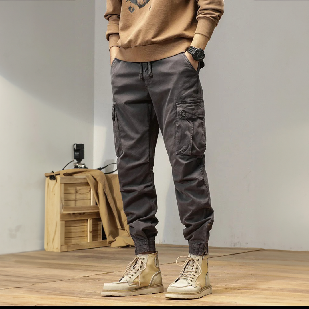 Men's Slim Fit Waterproof Cargo Trousers - side view | SAINT DOR