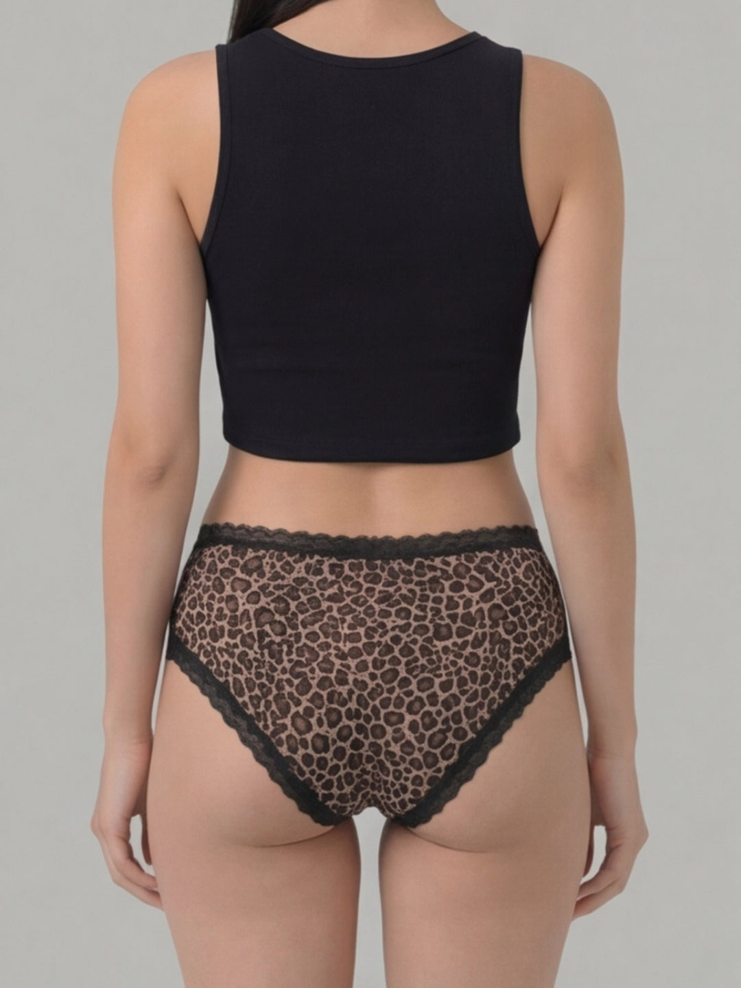 Period pants lace cheetah print mid rise briefs