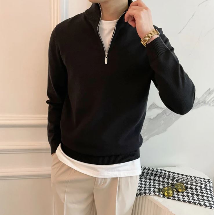 Men's half-zip jumper in Black