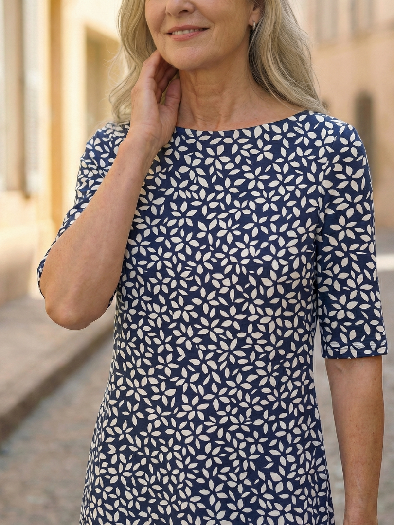 Women's Coastal Print Midi Dress with Side Pockets – Saint Dor UK – back view