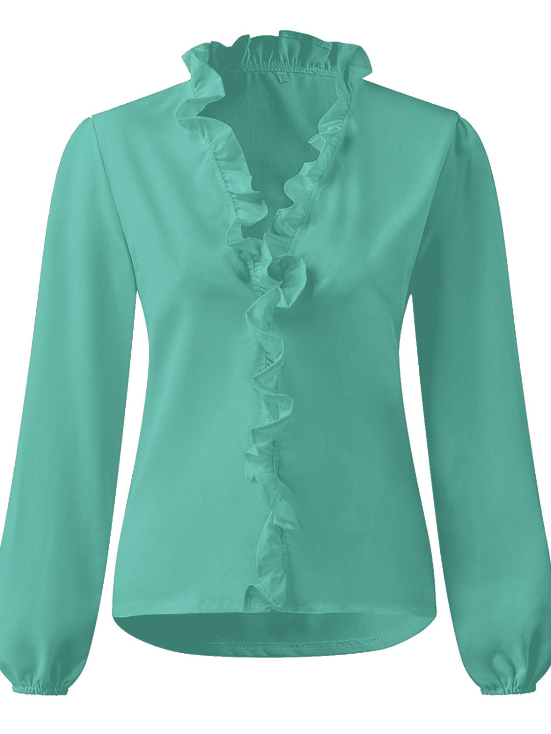 Women's ruffled V-neck blouse - detail