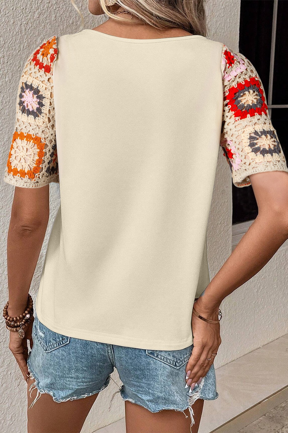 Women's crochet sleeve top - detail