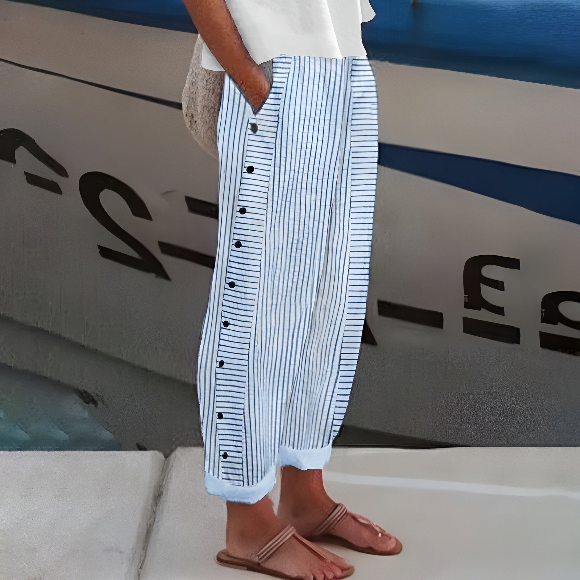 Women's Trousers - Comfortable Pants with Side Pockets