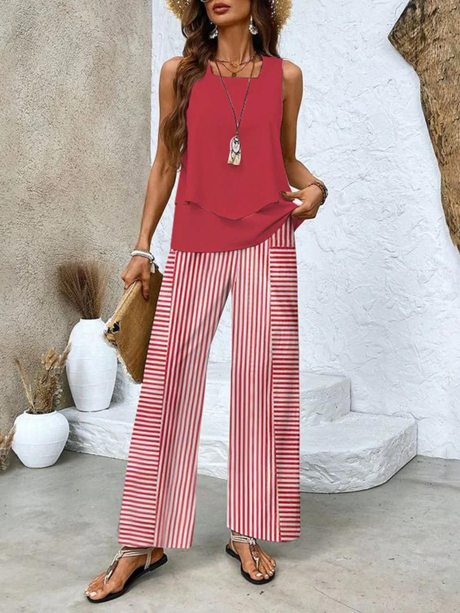 Women's Two-Piece Set - Chic Two-Piece Ensemble in Brown