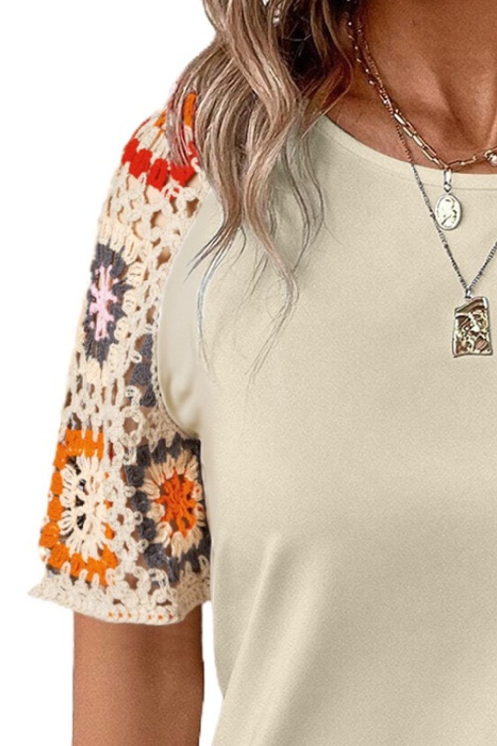 Women's crochet sleeve top - detail