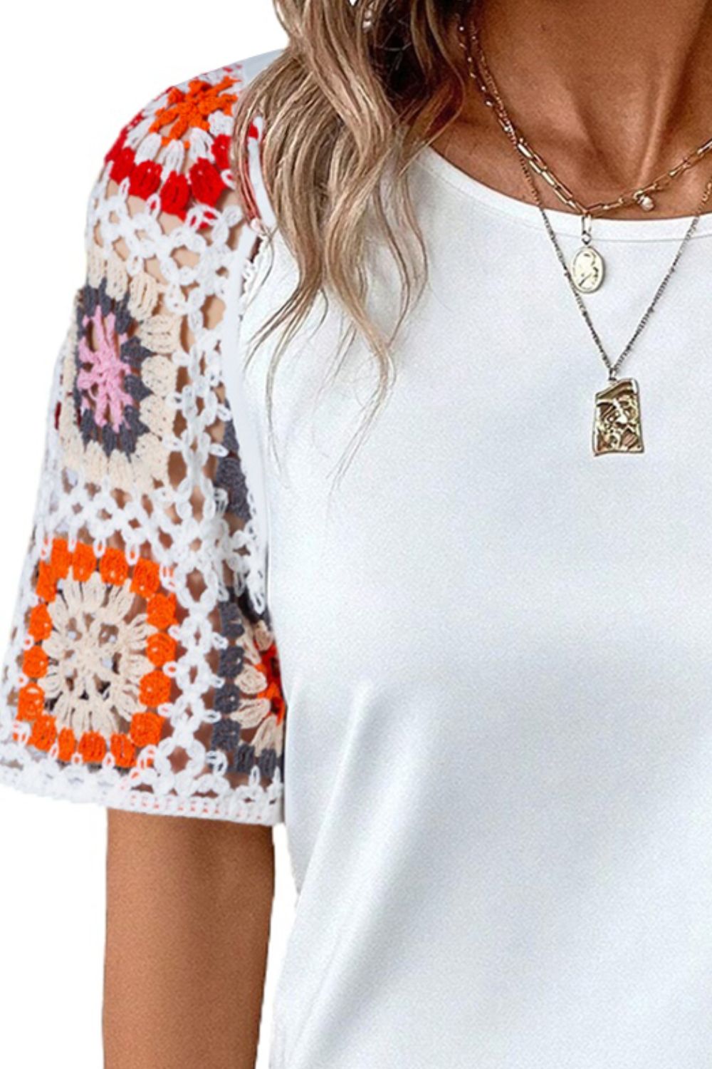 Women's crochet sleeve top - detail