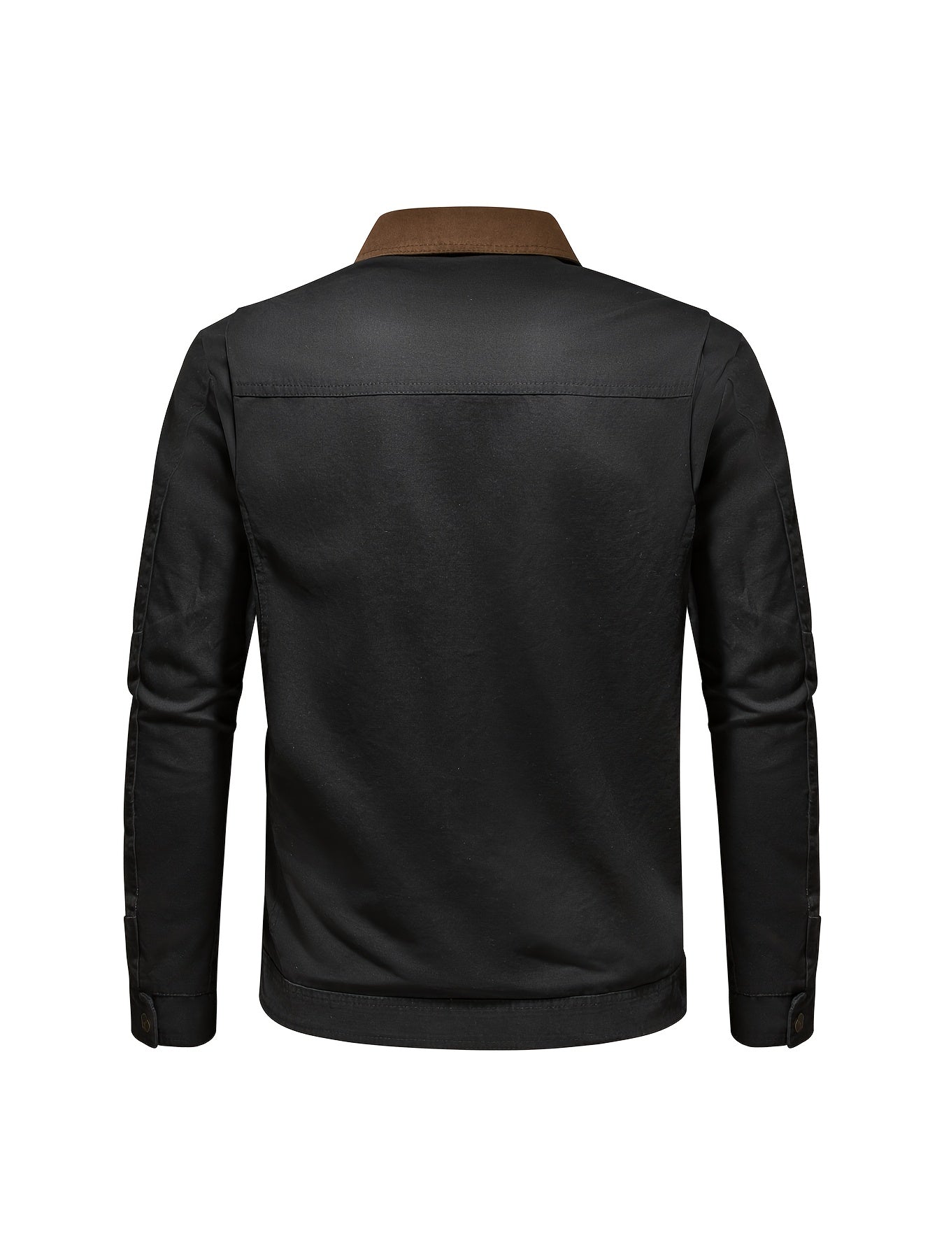 Men's Open Collar Leather Jacket with Chest Pocket – Saint Dor UK – angle view