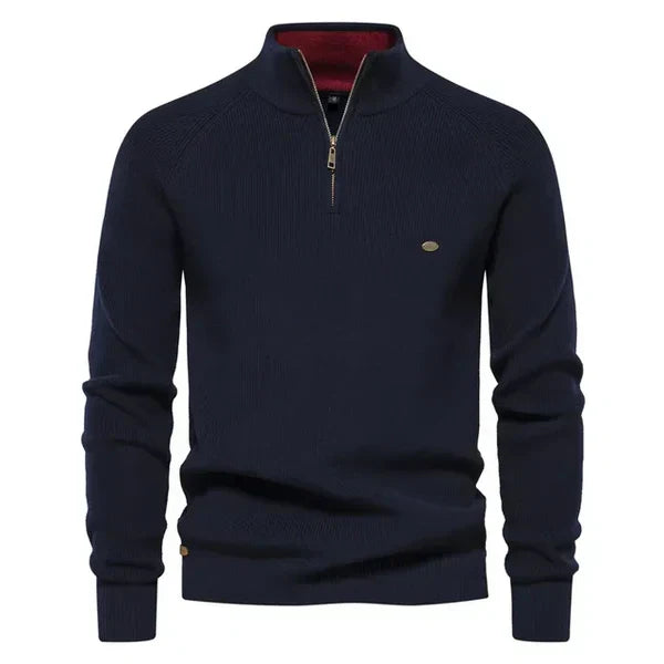 Men's knitted half-zip jumper in Navy