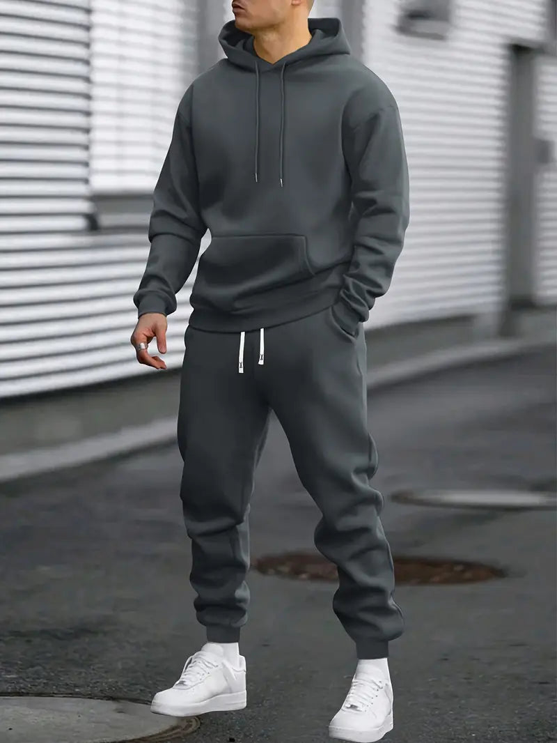 Men's two piece tracksuit with hoodie in Charcoal