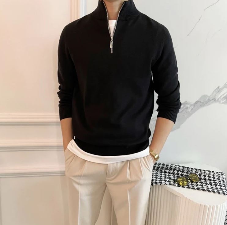 Men's half-zip jumper - detail