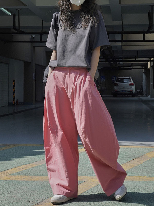 Wide-leg barrel trousers in cotton with curved knee seams