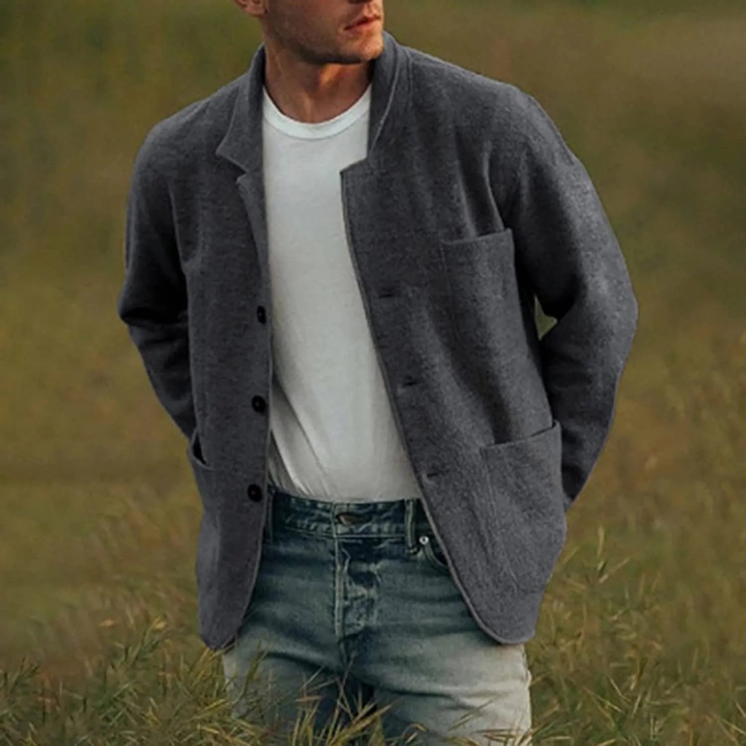 Men's Top - Casual blazer men in Grijs
