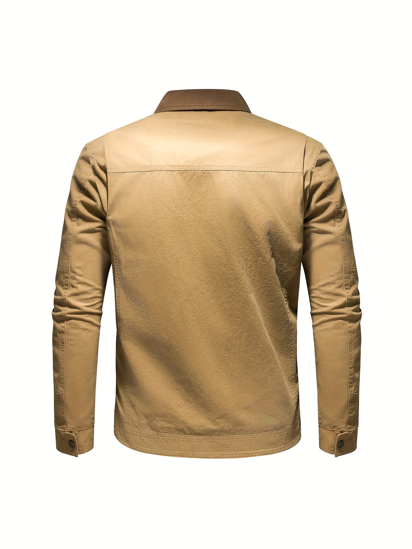 Men's Open Collar Leather Jacket with Chest Pocket – Saint Dor UK – detail view