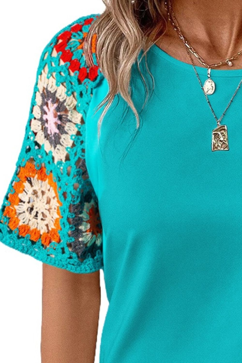 Women's crochet sleeve top - detail