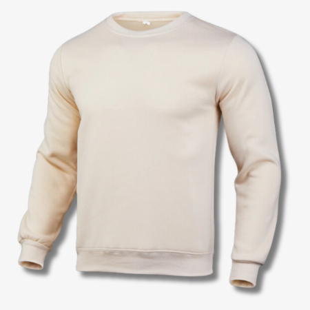 Men's plain crew neck sweatshirt in Beige