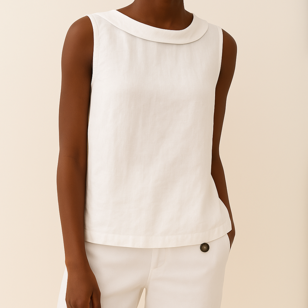 Women's Top - Sleeveless Roll Collar Top in Pink