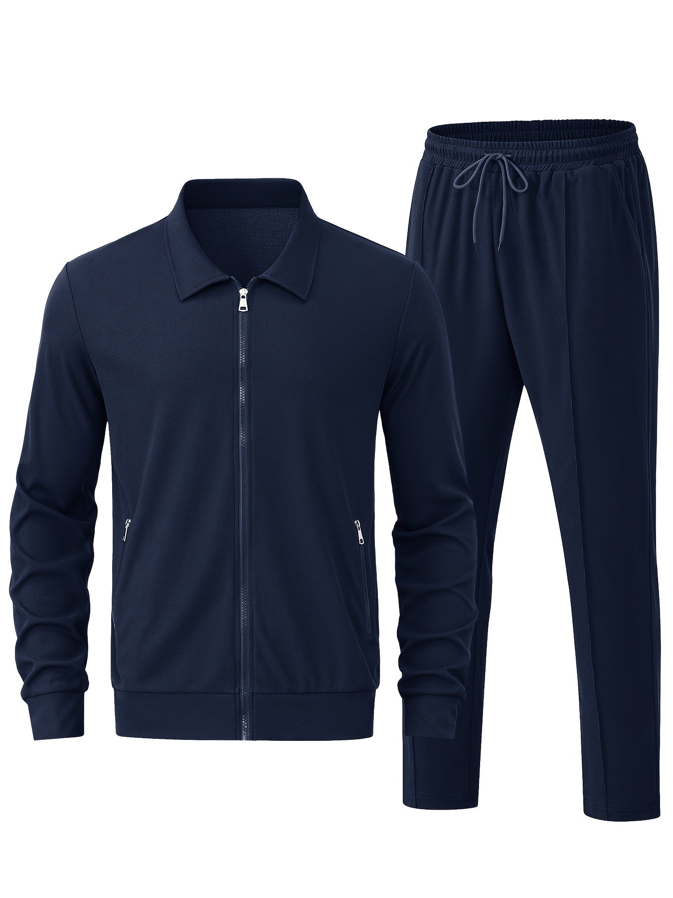 Men's Formal Stretch Tracksuit - Smart Two-Piece Co-Ord Set in Dark Grey — front view