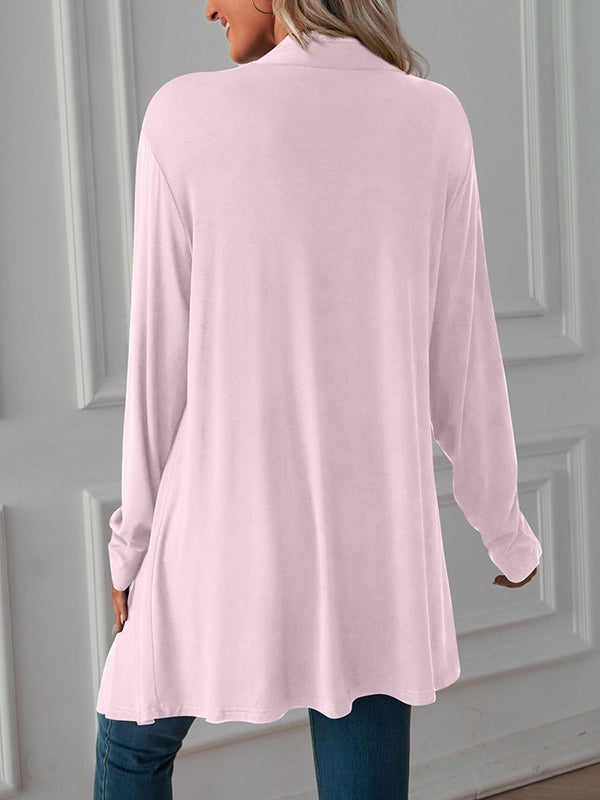 Light waterfall jacket with a draped collar and an open front