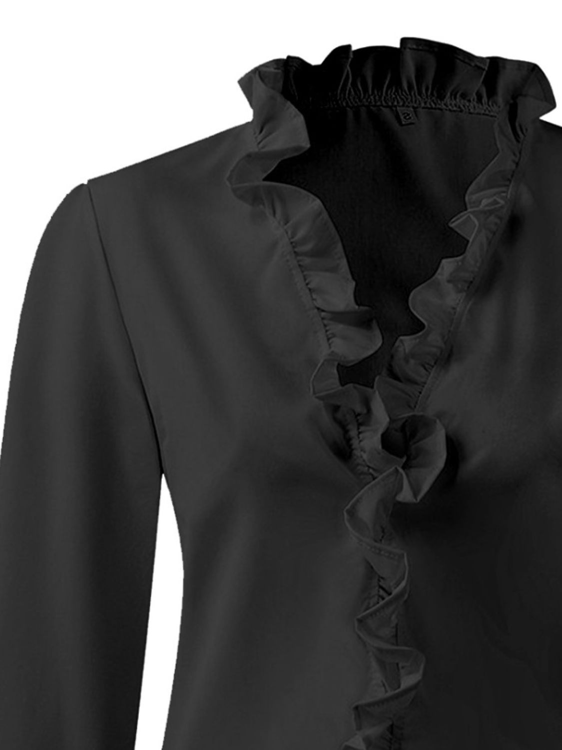 Women's ruffled V-neck blouse - detail