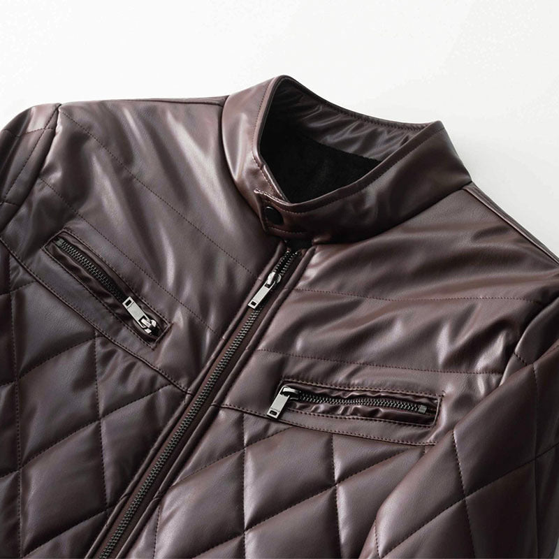 Men's Classic Fleece-Lined Leather Jacket – Saint Dor UK – back view
