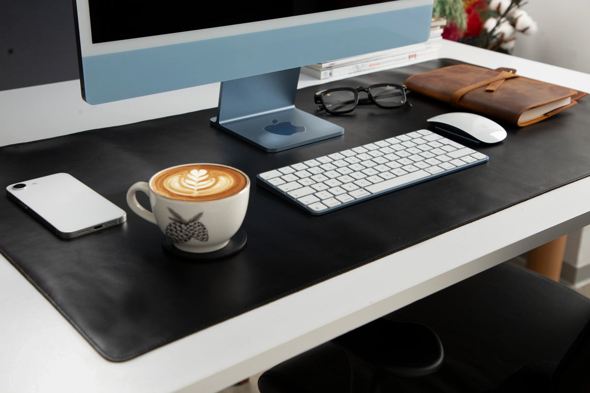Leather Desk Mat in Black