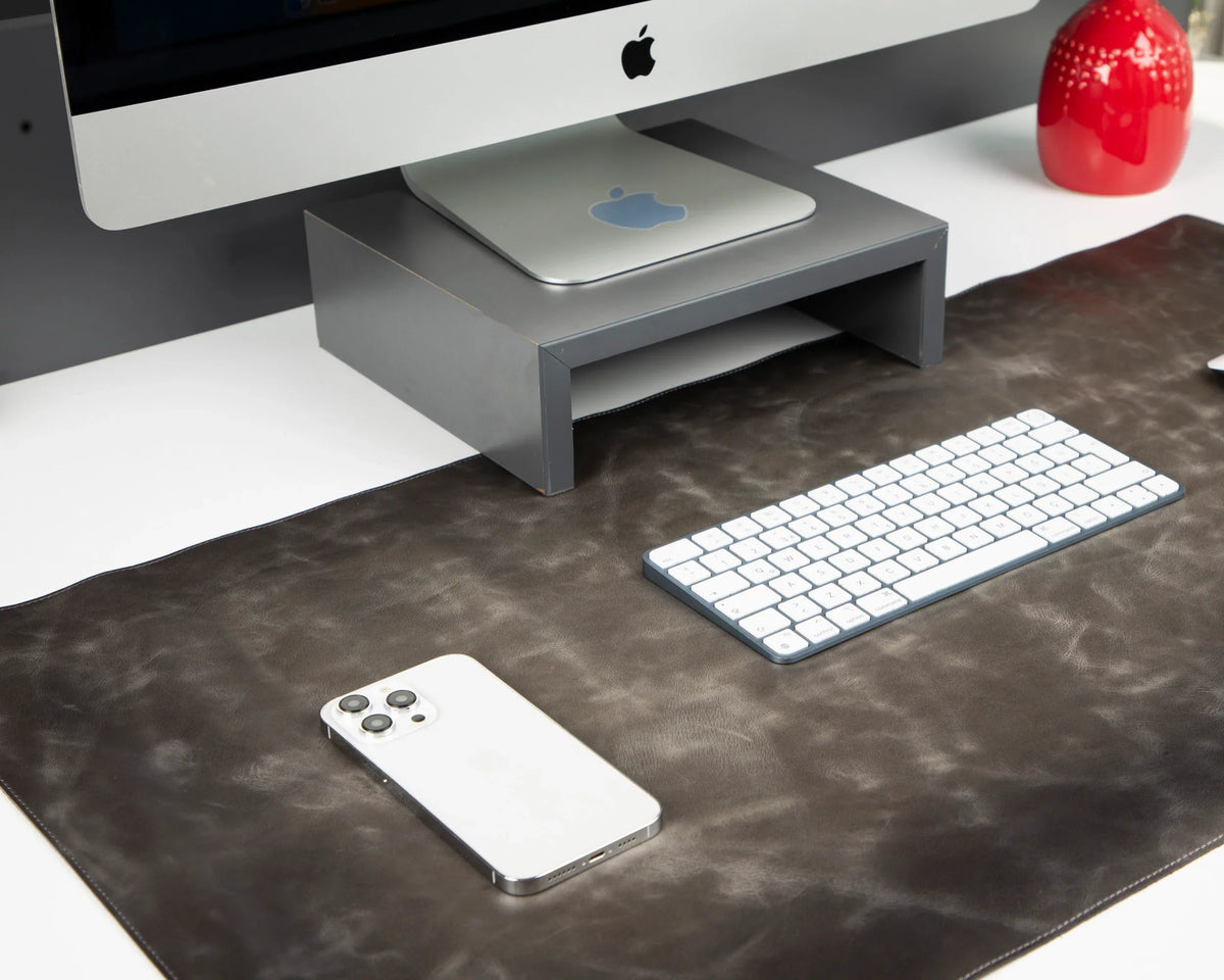 Leather Desk Mat in Grey