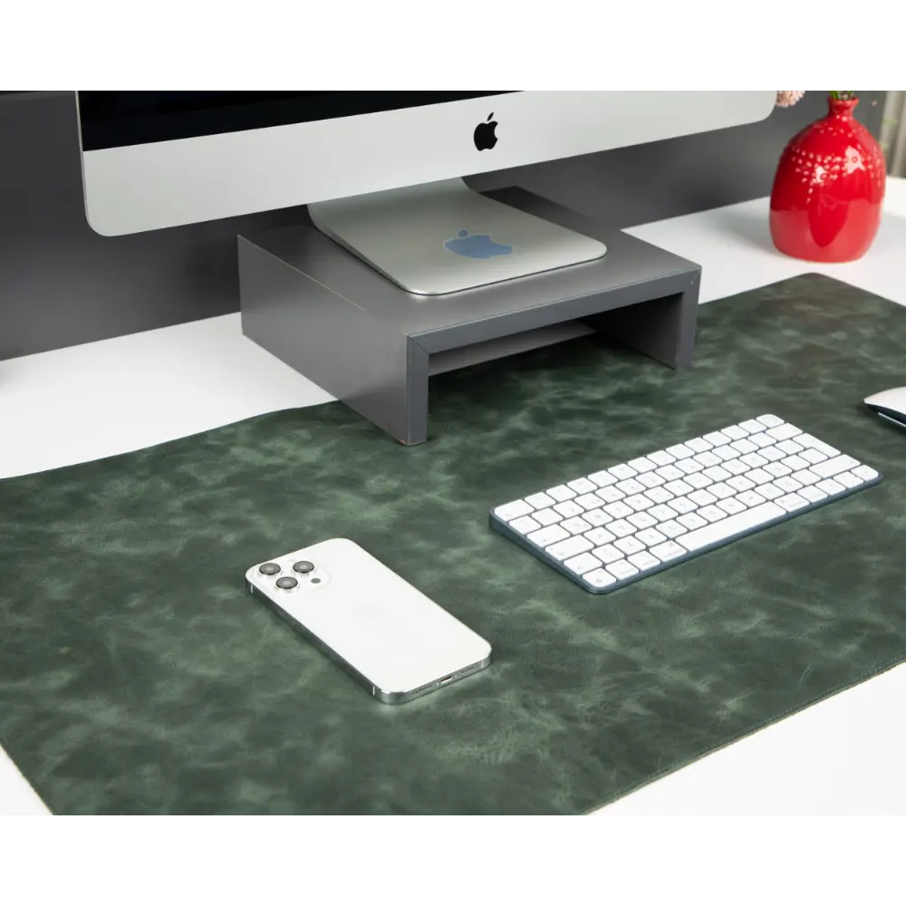 Leather Desk Mat in Pickle Green