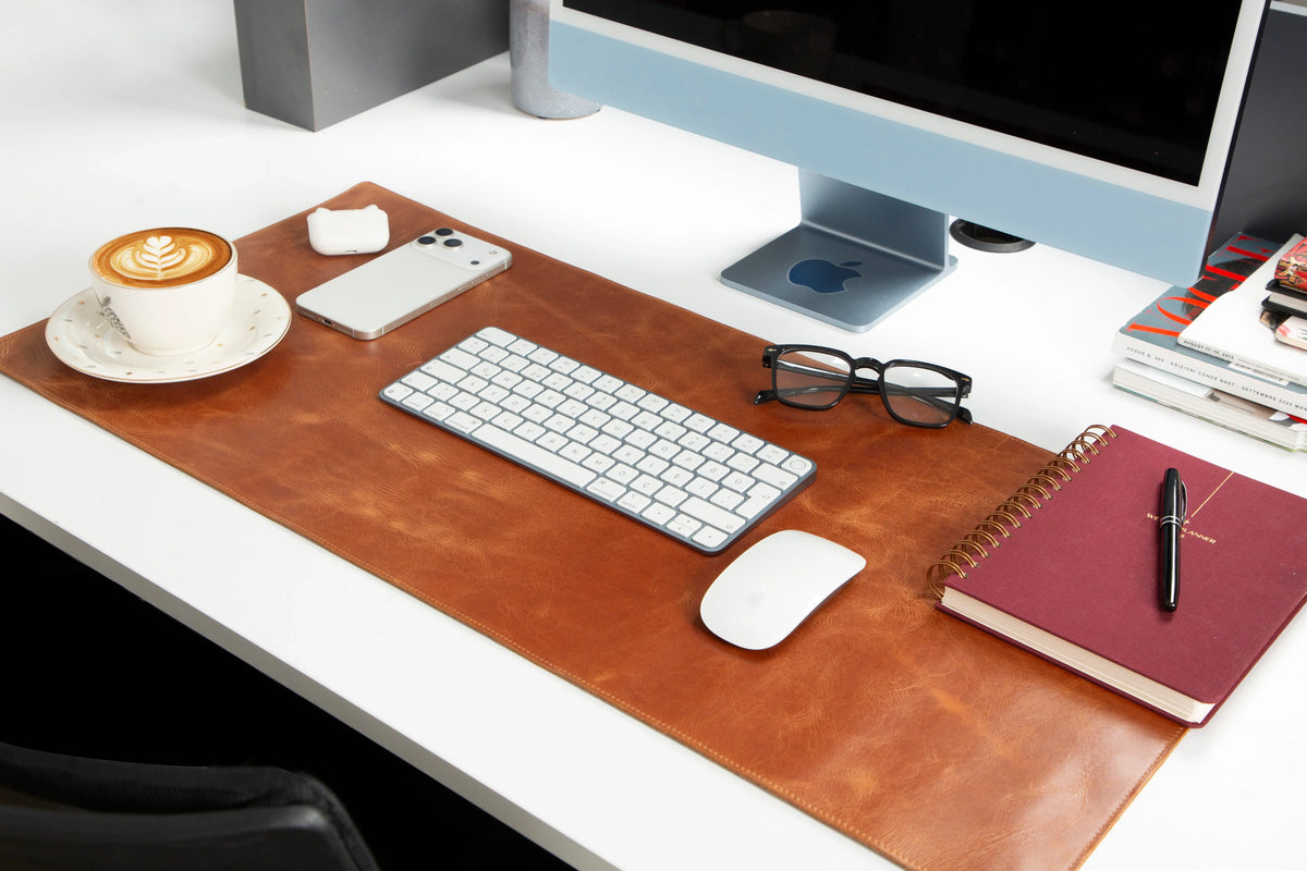 Leather Desk Mat in Golden Tan