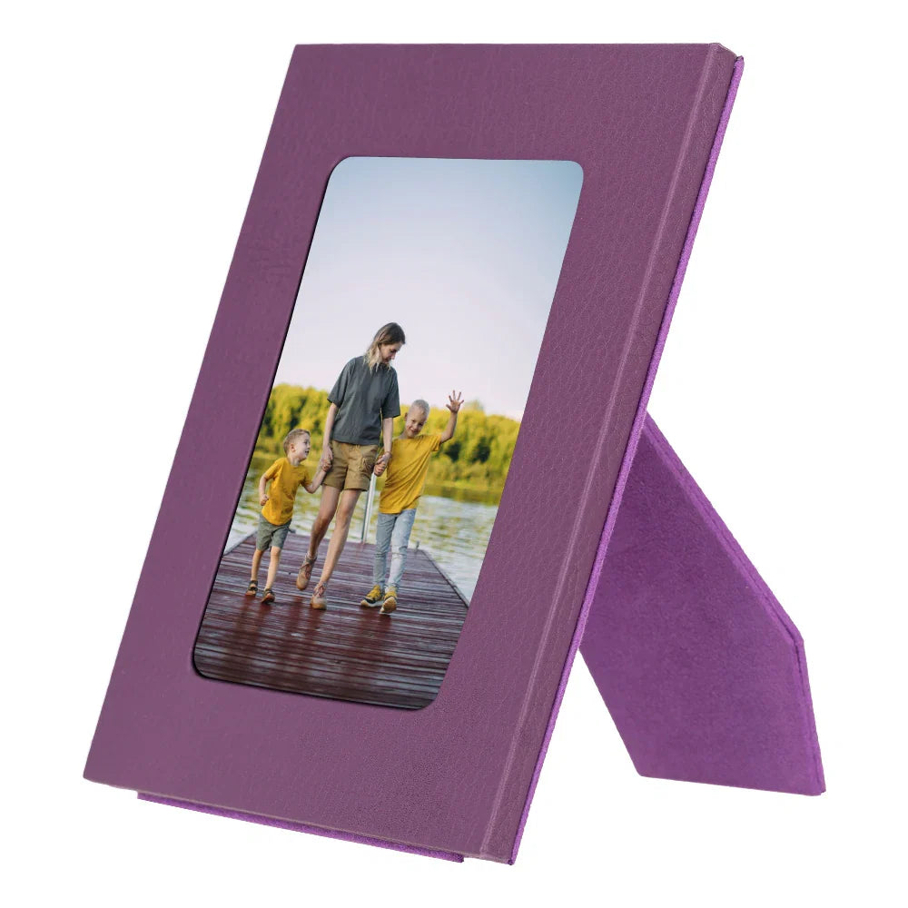 Leather Photo Frame in Damson