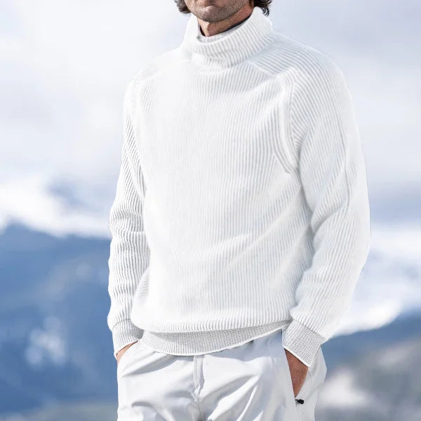 Men's chunky roll neck jumper in White