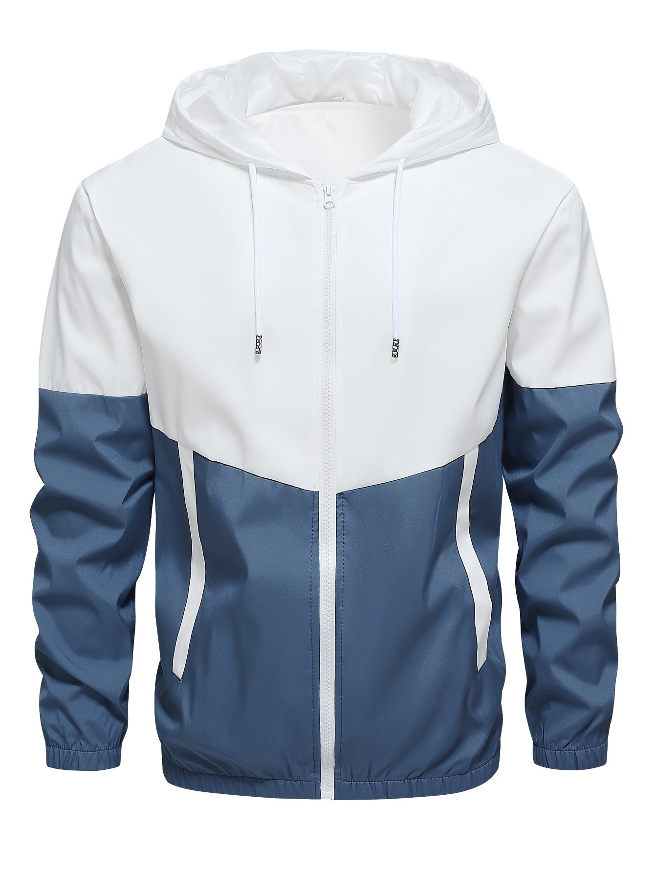 Men's Waterproof Two-Tone Tracksuit - Hooded Sport Set with Zip — back view
