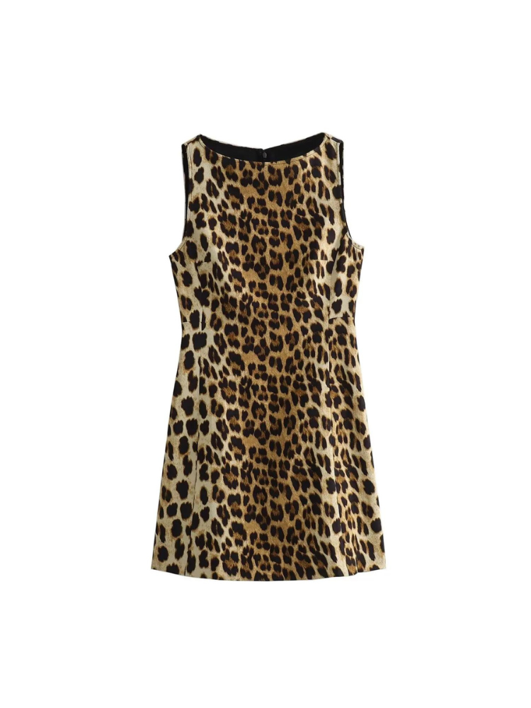 Women's Leopard Print Mini Dress – Bold Soft Party Evening – front view