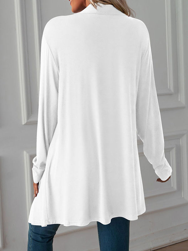 Light waterfall jacket with a draped collar and an open front