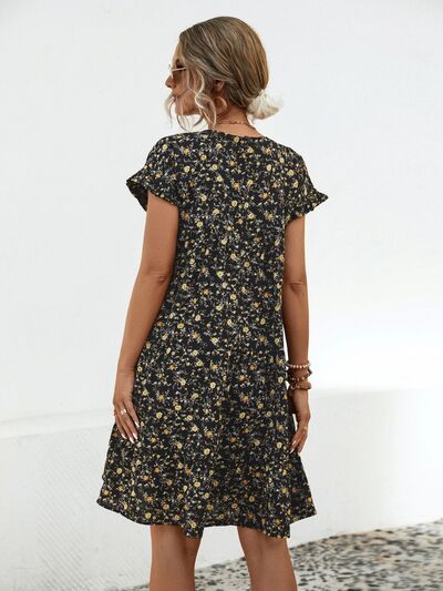 Women's ditsy floral frill dress - detail