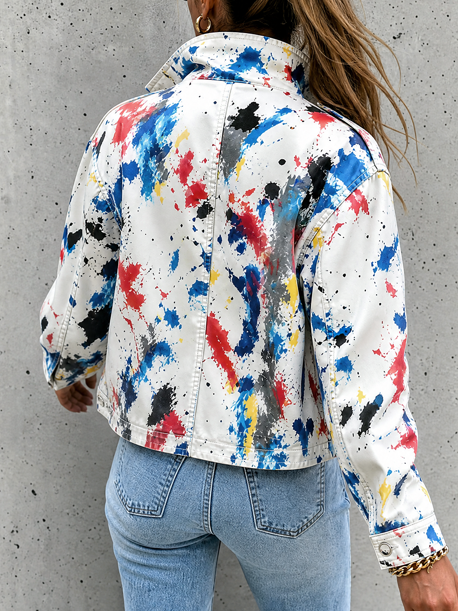 Cropped utility jacket with flap pockets and a drawstring hem