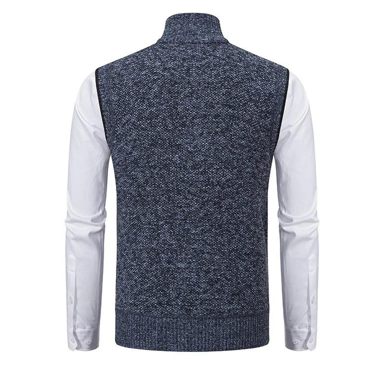 Men's Sleeveless Merino Wool Business Vest - detail view