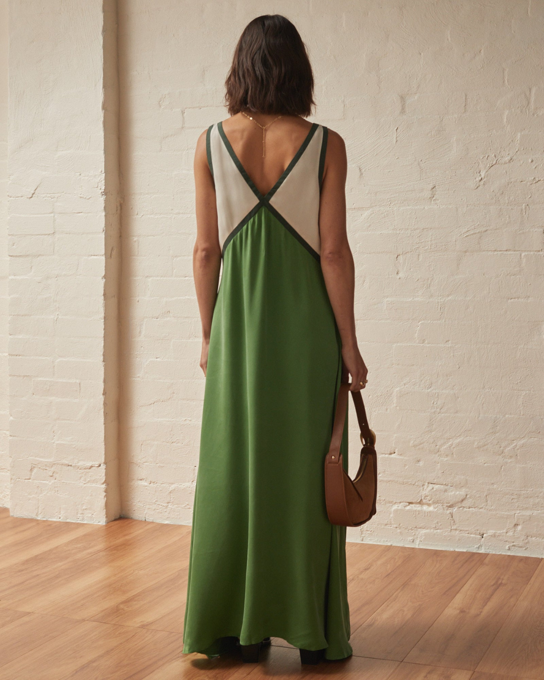 Women's Satin Dress – Contrast Detail Elegant Everyday – view 11
