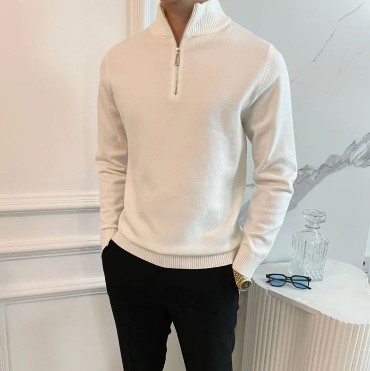 Men's half-zip jumper in Off-White