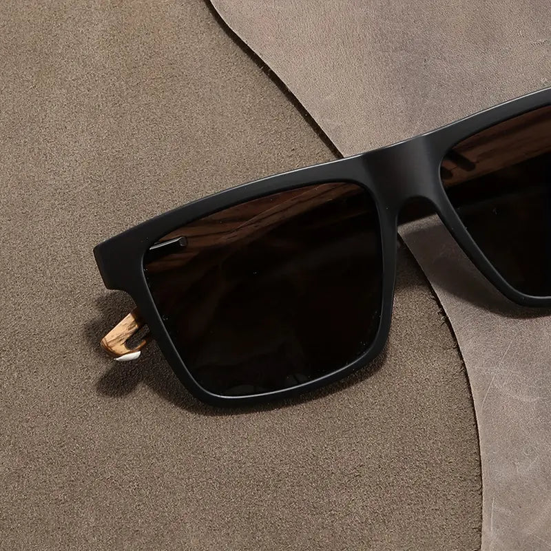 Unisex Woody Oak Wood Sunglasses – UV400 Natural Style – full length view