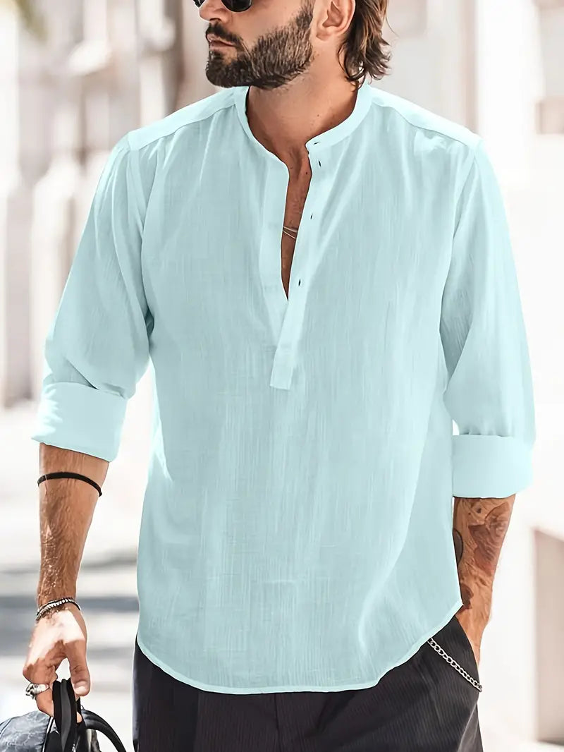 Men's linen shirt in summer colours - SAINT DOR - view 2