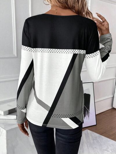 Women's colour block long sleeve top - detail