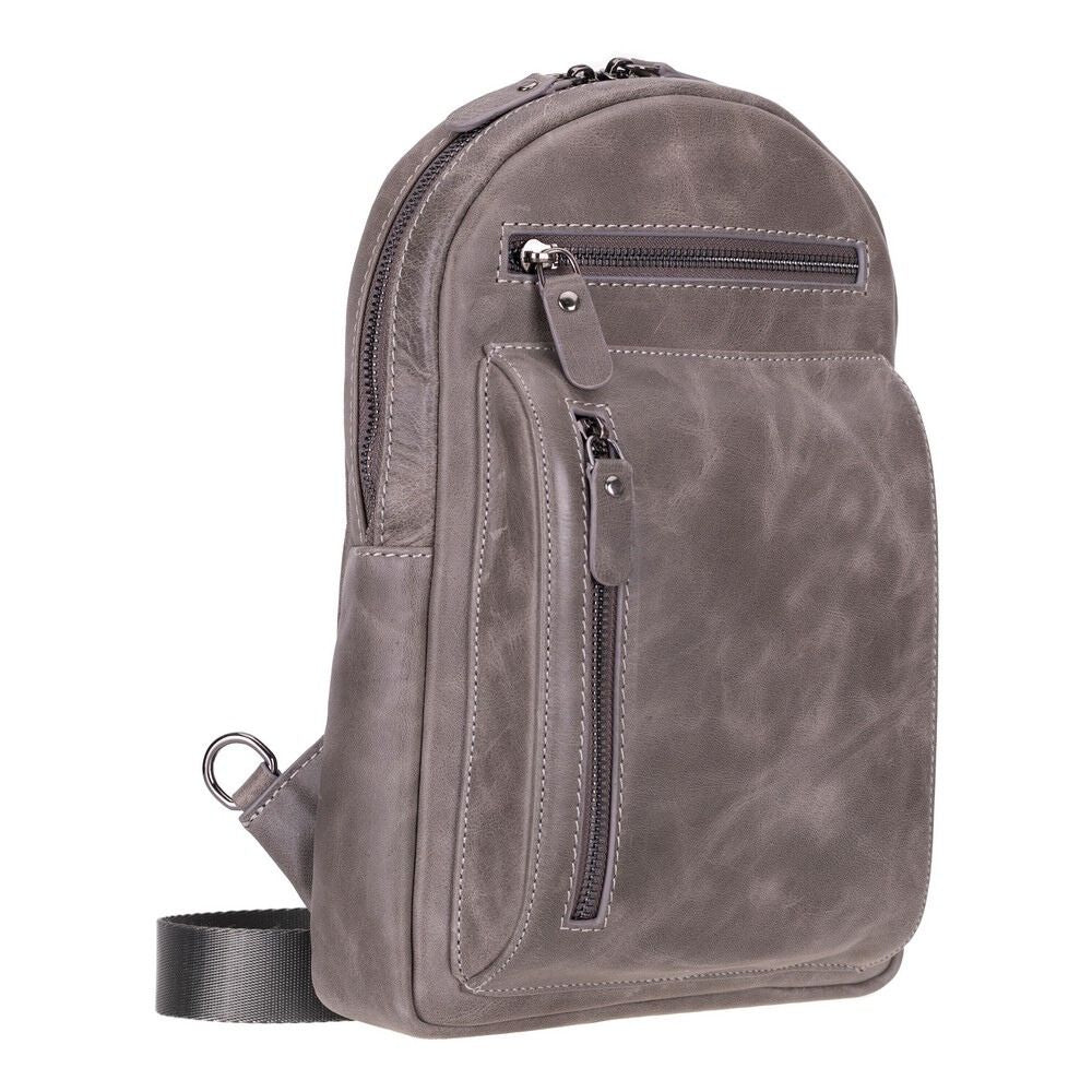 Leather Crossbody Bag in Grey