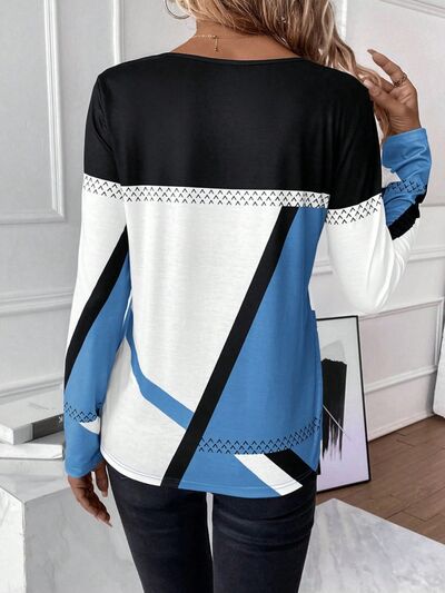 Women's colour block long sleeve top in Sky Blue