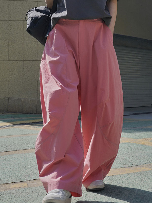 Wide-leg barrel trousers in cotton with curved knee seams