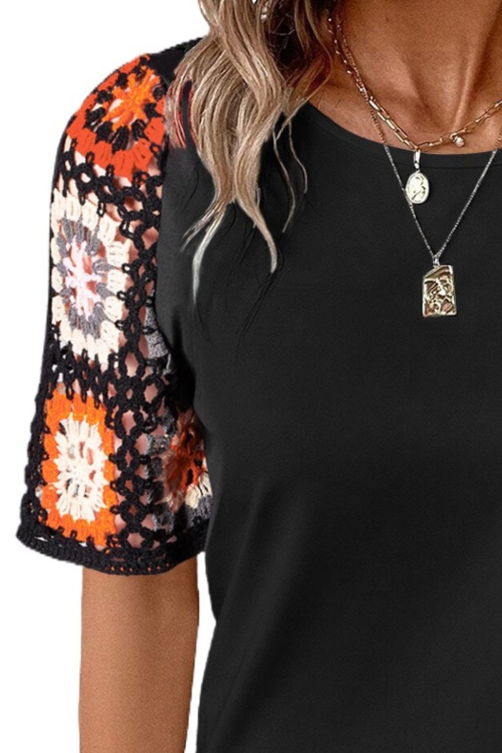 Women's crochet sleeve top - detail